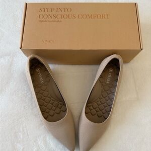 Vivaia Tan Wedges with Cushioned Insole and Pointed Toe